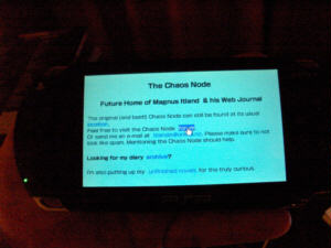 Webpage on PSP screen in the dark