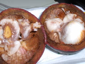 Opened mangostan fruit