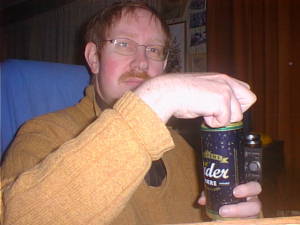 Portrait with can of drink