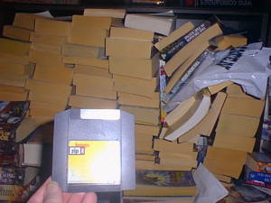 Stacks of books & a zip disk