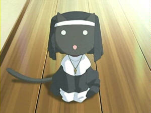 Pet dressed as nun. Screenshot anime Mahoraba