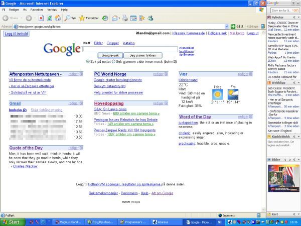 Screenshot desktop with Google